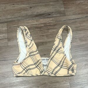 I.AM.GIA Plaid Crop Top in Beige and Black